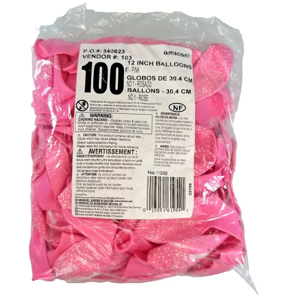 Pink Paradise #1 Printed Latex 1st Birthday Balloons Girl - 12